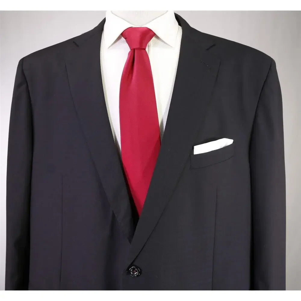 Custom Tailored Bespoke Black Tone Checkered 2-Btn Wool Suit 50R